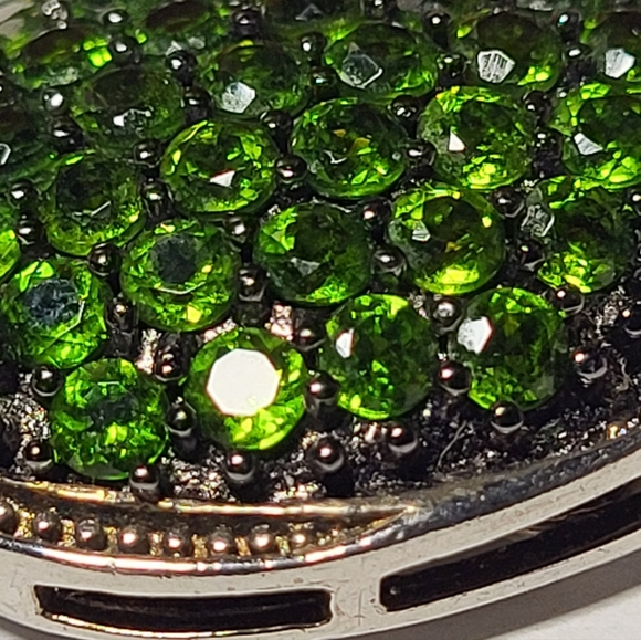 Genuine Russian Chrome Diopside Sterling Silver Slide Pendant Necklace - Picture 3 of 9